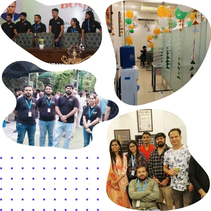 Team collage showing various team members in different settings